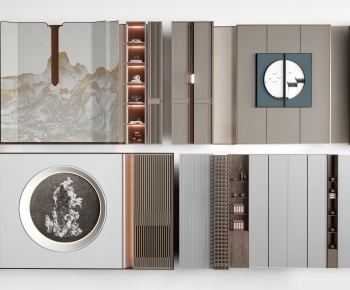 New Chinese Style TV Wall-ID:281734948