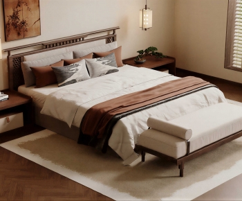 New Chinese Style Double Bed-ID:711121084