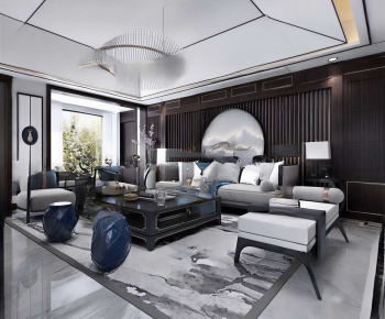 New Chinese Style A Living Room-ID:633562097