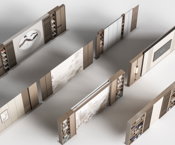 New Chinese Style TV Wall-ID:702507021