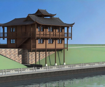 New Chinese Style Ancient Architectural Buildings-ID:297180898