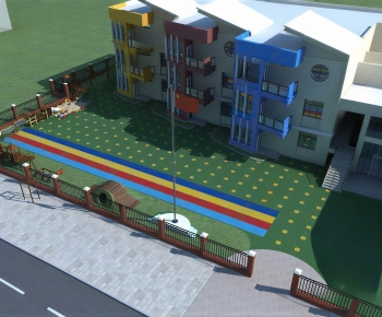 Modern Outdoor Space In Kindergarten-ID:903611905