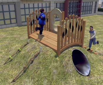 Modern Outdoor Space In Kindergarten-ID:685179001