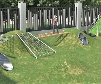 Modern Outdoor Space In Kindergarten-ID:735219962