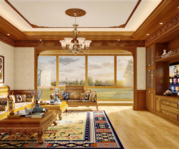 New Chinese Style A Living Room-ID:896066902
