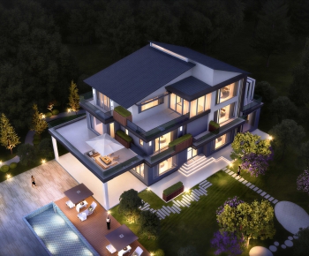 Modern Architectural Bird's-eye View Planning-ID:745971922