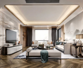 New Chinese Style A Living Room-ID:583369971