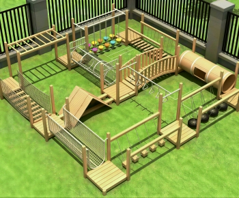 Modern Outdoor Space In Kindergarten-ID:301647907