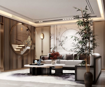 New Chinese Style A Living Room-ID:462508924