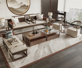 New Chinese Style Sofa Combination-ID:607954034
