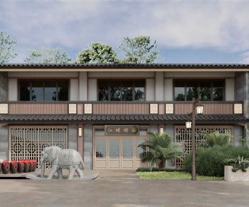 New Chinese Style Facade Element-ID:701997045