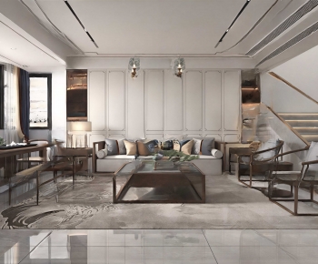 New Chinese Style A Living Room-ID:498728992