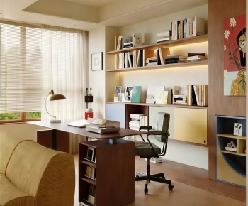 Modern Computer Desk And Chair-ID:257514009