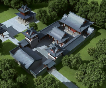 New Chinese Style Architectural Bird's-eye View Planning-ID:625067002