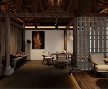 New Chinese Style A Living Room-ID:445173035