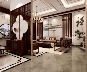 New Chinese Style A Living Room-ID:324330096