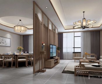 New Chinese Style A Living Room-ID:277472975