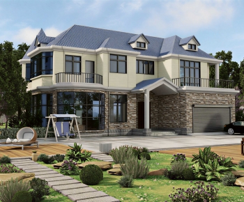 New Chinese Style Villa Appearance-ID:455650095