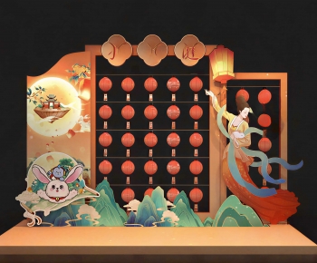 New Chinese Style TV Wall-ID:501697065