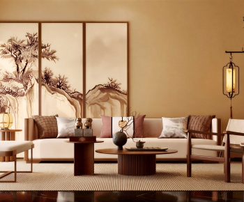 New Chinese Style A Living Room-ID:494307994