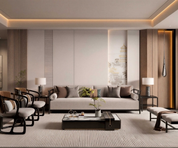 New Chinese Style A Living Room-ID:386331084