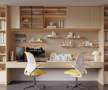 Modern Computer Desk And Chair-ID:682044987