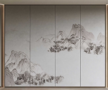 New Chinese Style TV Wall-ID:364284993