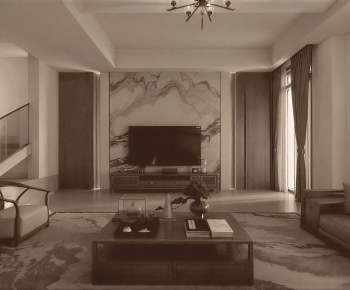 New Chinese Style A Living Room-ID:954298975
