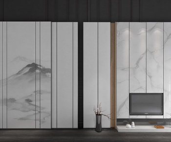 New Chinese Style TV Wall-ID:791368011