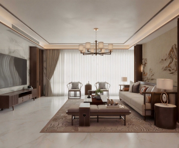 New Chinese Style A Living Room-ID:590519916