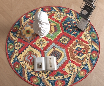 Retro Style Circular Carpet-ID:631078965