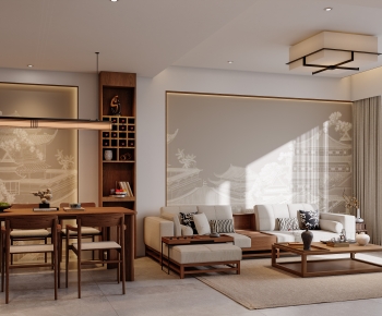 New Chinese Style A Living Room-ID:497381932