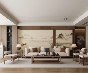 New Chinese Style A Living Room-ID:130858909