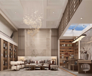New Chinese Style A Living Room-ID:617485051