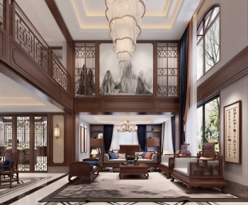 New Chinese Style A Living Room-ID:443831924