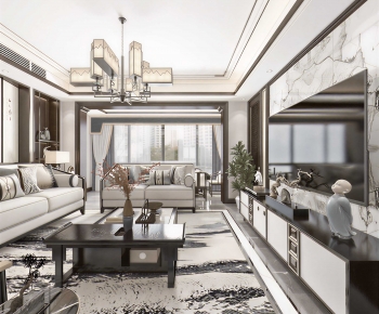 New Chinese Style A Living Room-ID:966120962