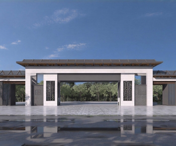 New Chinese Style Facade Element-ID:350455059