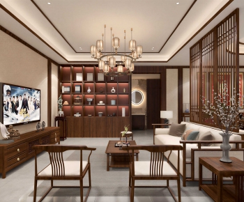 New Chinese Style A Living Room-ID:119107016