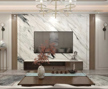 New Chinese Style TV Wall-ID:692637925