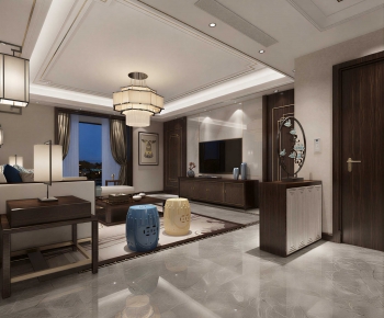New Chinese Style A Living Room-ID:984287023