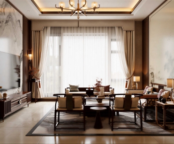New Chinese Style A Living Room-ID:448138007