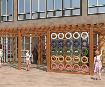 Modern Outdoor Space In Kindergarten-ID:609901026