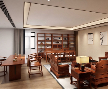 New Chinese Style A Living Room-ID:621340998