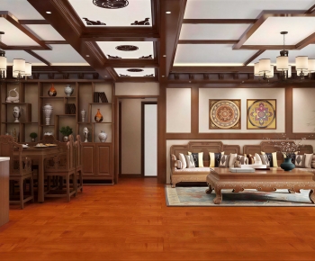 New Chinese Style A Living Room-ID:489872931
