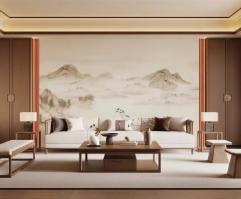 New Chinese Style A Living Room-ID:634644997