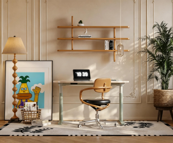Modern Computer Desk And Chair-ID:354608069