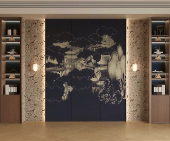 New Chinese Style TV Wall-ID:192269099