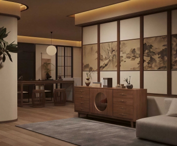 Modern New Chinese Style A Living Room-ID:683672907
