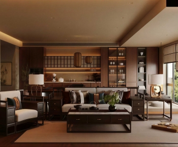 New Chinese Style A Living Room-ID:899471042