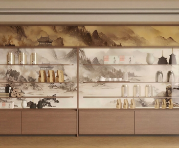 New Chinese Style TV Wall-ID:740566027